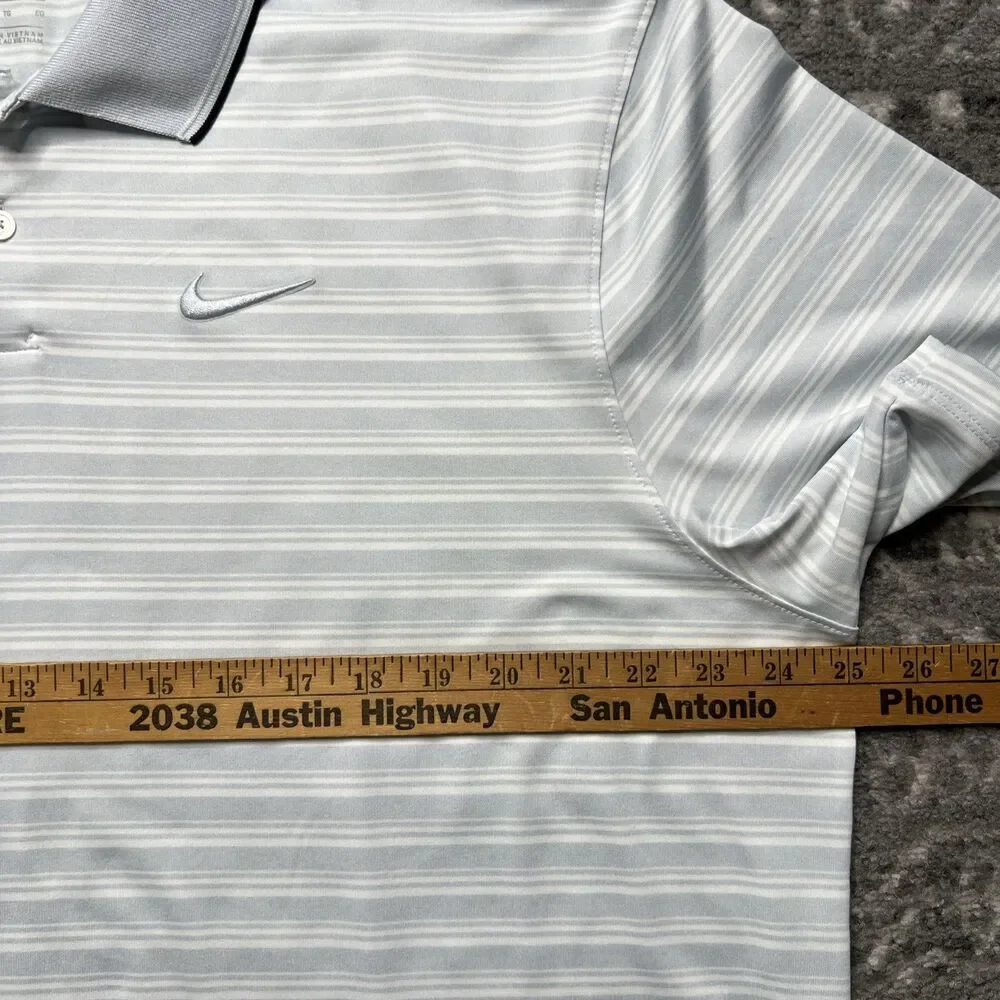 Nike Dri-FIT Men’s Golf Polo Shirt XL Gray Stripe Athletic Casual Fountainebleau
